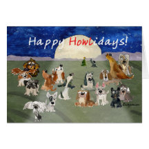 Lycklig Howlidays tecknad hundjulkort