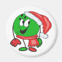Lycklig julbowlingklot som ha på sig ett santa loc kylskåpmagneter