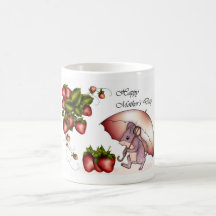 Lycklig mors dag med lite musjordgubbar kaffe muggar