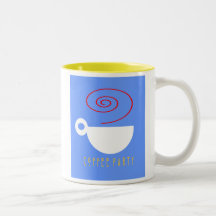 Lycklig mugg för kaffeparty