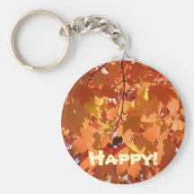Lycklig! orange höst lövnyckelring för keychains