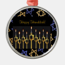 Lyckliga Hanukkah! Beställnings- rundaprydnad för  Julgranskula