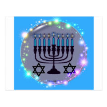 Lyckliga Hanukkah/menora Vykort