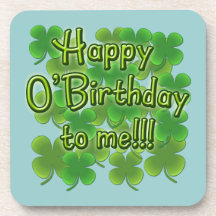 Lyckliga O'Birthday till mig med Shamrocks Glas Underlägg