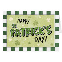 Lyckliga Sts Patrick dag - Shamrock och Gingham Kort