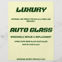 LYX AUTO EXPONERINGSGLAS, windshield reparerar & b Flygblad Designs