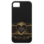 Lyxig guld- hjärta märka med sina initialer fodral iPhone 5 Case-Mate cases