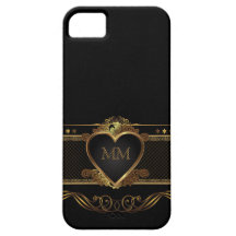 Lyxig guld- hjärta märka med sina initialer fodral iPhone 5 Case-Mate cases