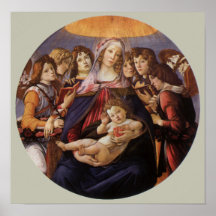Madonna och barn med änglar av Sandro Botticelli Print
