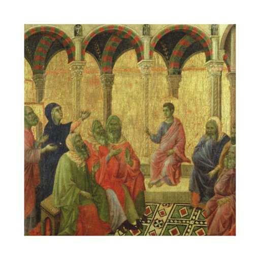Maesta: Kristus bland doktorerna, 1308-11 Sträckta Kanvas Tryck