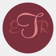 Magentafärgad elegant Monogramkuvertsälar Runda Klistermärken