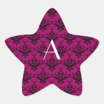 Magentafärgad rosa damast för Monogram Klistermärken
