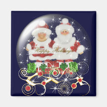 Magnet Snowglobe Herr & Fru Santa jul Magneter