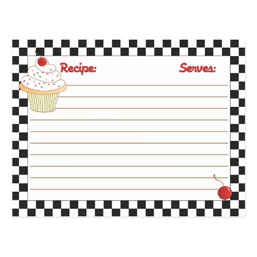 Mailable körsbärsröda muffinreceptkort vykort
