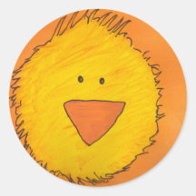 Målad chick - orange rund klistermärke