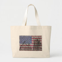 Målad patriotisk amerikanska flaggan för ladugård  tote bags