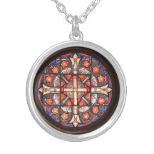 Målat glassfönster personliga halsband