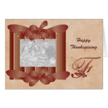 Mall för thanksgivingfotoMonogram F Hälsningskort