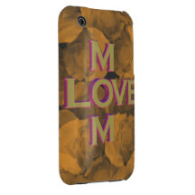 mamman för KÄRLEK 3D i guld över persikachroma ste iPhone 3 Case-Mate Fodral