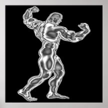 Man Bodybuilding poserar affischen