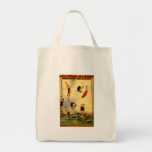 Manar som dyker in i affischen 1898 för bassängvin tote bags