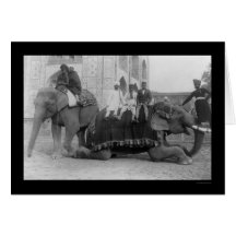Manar som reser vid elefanten i Indien 1903 Hälsnings Kort