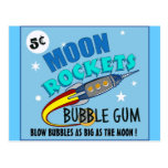 Månen flyger bubbelgum vykort