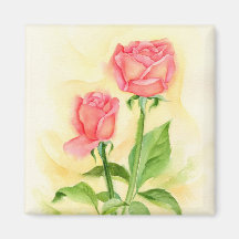 Mång- konst för rosa rosblommamålning - kylskåpmagneter
