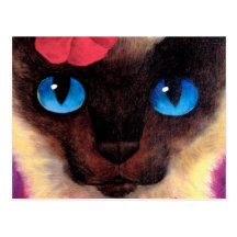 Mång- Siamese målning för kattkattdjurhusdjur - Vykort