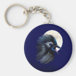 Maniskt korpsvart med månen Keychain Nyckel Ring