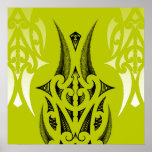 Maori tatueringdesign med fjädrar affisch