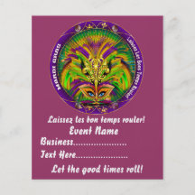 Mardi Gras 4,5" x 5,6" behar beskådar noterar Flygblad Designs