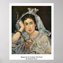 Marguerite De Conflans Med huva av Edouard Manet Affisch