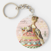 Marie Antoinette och rosa Paris Nyckel Ring