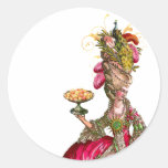 Marie Antoinette påfågel och tårta Runda Klistermärken