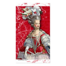 Marie röda Antoinette & vitToile visitkortar