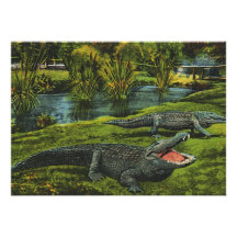 Marin- livreptilar för vintage, djur, krokodiler anpassade inbjudningskort