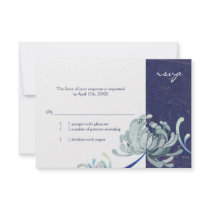 Marinblå & vitMum blom- gifta sig RSVP (3.5x5) Tillkännagivande