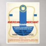 Maritim tjänste- rekrytera affisch - WPA