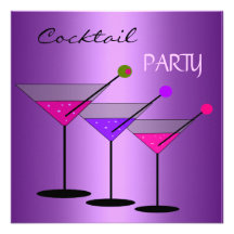 Martini för cocktailpartycoctaildrinkar lilor anpassade inbjudan