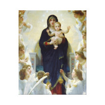 Mary med änglar - Regina Angelorum Sträckt Kanvastryck