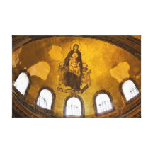 Mary med mosaiken för babyJesus Byzantine Sträckt Kanvastryck