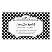 Massage Therapist - Black Polka Dots Business Card