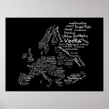 Matkarta av Europa (svarten) Affisch