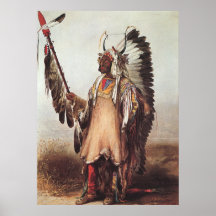 Mato-Tope Mandan ett högsta porträtt av Karl Bodme Print