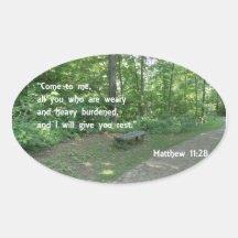 Matthew 11:28 ovalformat klistermärke