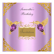 Mauve guld- juvelfåglar för inbjudan
