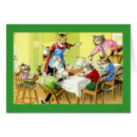 Mealtime i kattungehushållet hälsningskort