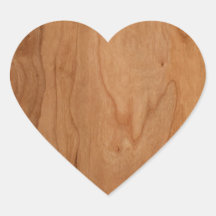 Med-Lt Wood Grain Heart Stickers