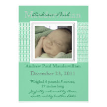 Meddelande för födelse för foto för Mintgröntbaby Individuella Inbjudningskort